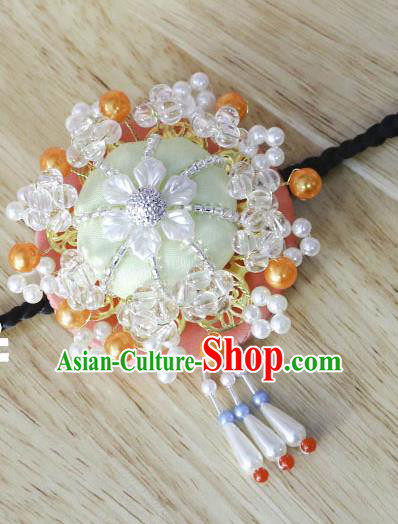 Korean Traditional Court Bride Beads Orange Hairband Asian Korea Fashion Wedding Hair Accessories for Women
