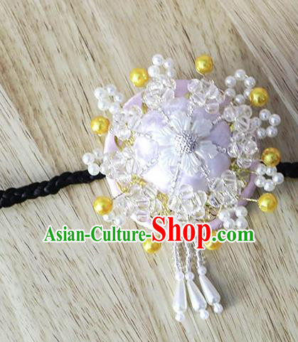 Korean Traditional Court Bride Beads Pink Hairband Asian Korea Fashion Wedding Hair Accessories for Women