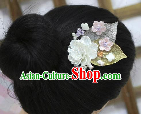 Korean Traditional Court Bride Shell Flower Hairpins Asian Korea Fashion Wedding Hair Accessories for Women