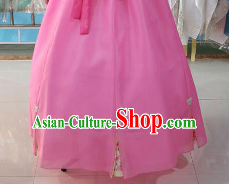 Korean Traditional Garment Bride Mother Hanbok Embroidered Yellow Blouse and Pink Dress Outfits Asian Korea Fashion Costume for Women
