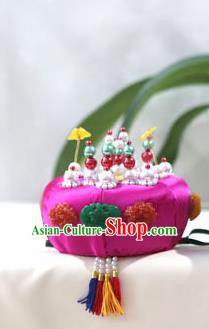 Korean Traditional Court Bride Rosy Hat Asian Korea Fashion Wedding Hair Accessories for Women