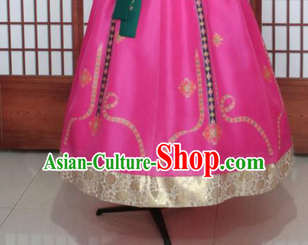 Korean Traditional Hanbok Yellow Blouse and Rosy Dress Outfits Asian Korea Fashion Costume for Women
