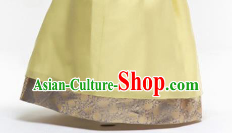 Korean Traditional Hanbok Garment Rosy Blouse and Yellow Dress Asian Korea Fashion Costume for Women