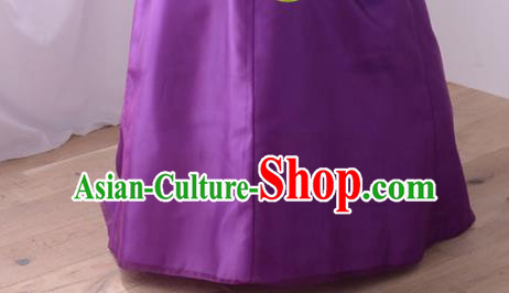 Korean Traditional Bride Hanbok White Blouse and Purple Dress Garment Asian Korea Fashion Costume for Women