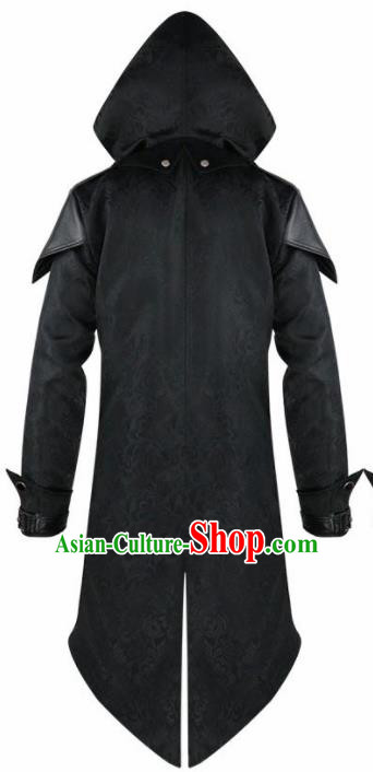 Western Middle Ages Drama Black Dust Coat European Traditional Knight Costume for Men