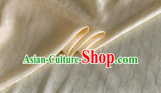Asian Chinese Classical Scale Pattern Design Beige Brocade Jacquard Fabric Traditional Cheongsam Silk Material