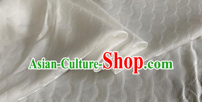 Asian Chinese Classical Scale Pattern Design White Brocade Jacquard Fabric Traditional Cheongsam Silk Material
