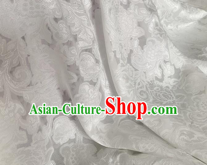 Asian Chinese Classical Pattern Design White Jacquard Fabric Traditional Cheongsam Silk Material