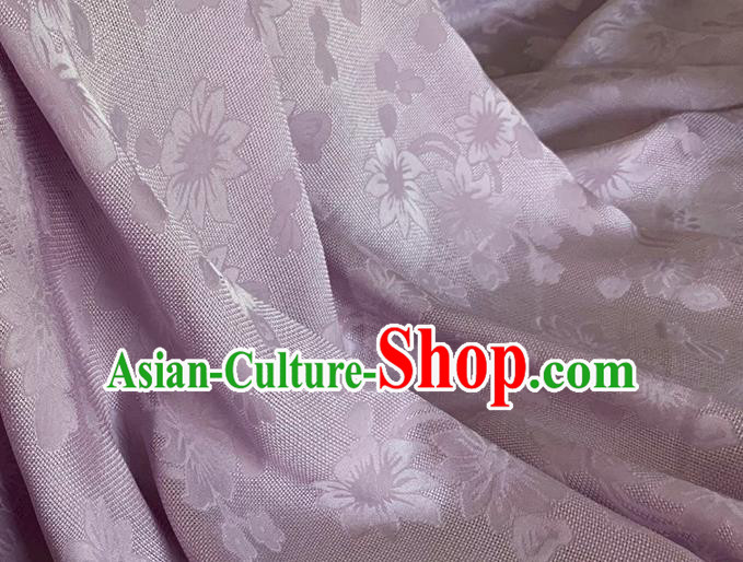Asian Chinese Classical Flowers Pattern Design Lilac Brocade Jacquard Fabric Traditional Cheongsam Silk Material