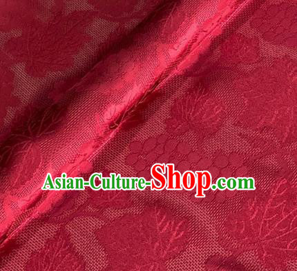 Asian Chinese Classical Maple Leaf Grape Pattern Design Wine Red Brocade Jacquard Fabric Traditional Cheongsam Silk Material