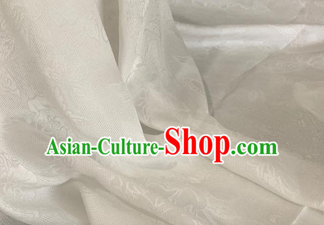 Asian Chinese Classical Peony Butterfly Pattern Design White Brocade Jacquard Fabric Traditional Cheongsam Silk Material