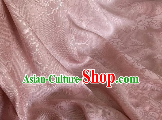 Asian Chinese Classical Peony Butterfly Pattern Design Pink Brocade Jacquard Fabric Traditional Cheongsam Silk Material