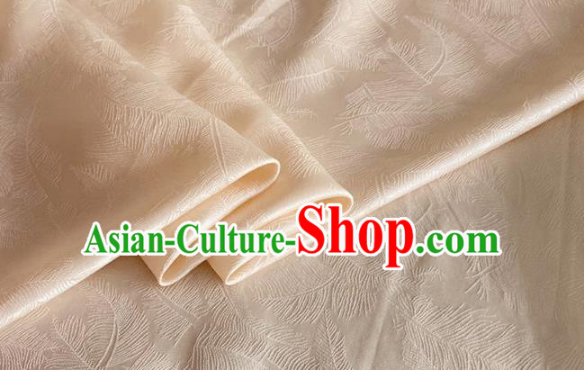 Asian Chinese Classical Feather Pattern Design Champagne Brocade Jacquard Fabric Traditional Cheongsam Silk Material