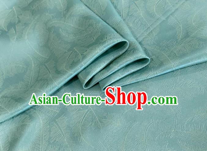 Asian Chinese Classical Feather Pattern Design Light Green Brocade Jacquard Fabric Traditional Cheongsam Silk Material