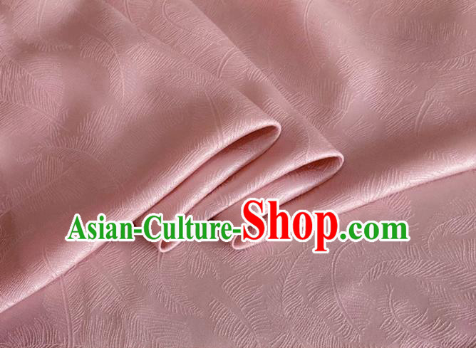 Asian Chinese Classical Feather Pattern Design Pink Brocade Jacquard Fabric Traditional Cheongsam Silk Material
