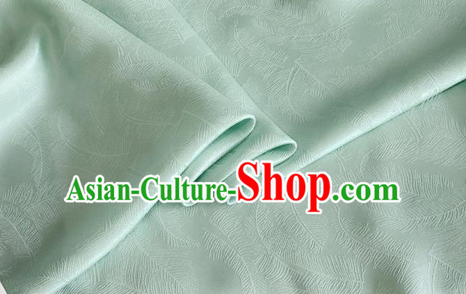 Asian Chinese Classical Feather Pattern Design Pea Green Brocade Jacquard Fabric Traditional Cheongsam Silk Material