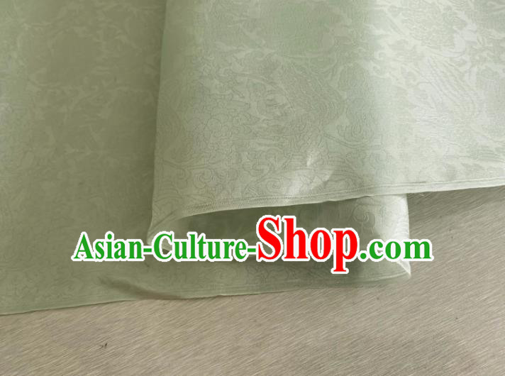 Asian Chinese Classical Phoenix Peony Pattern Design Light Green Organza Jacquard Fabric Traditional Cheongsam Silk Material
