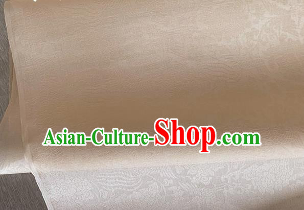 Asian Chinese Classical Phoenix Peony Pattern Design Champagne Organza Jacquard Fabric Traditional Cheongsam Silk Material