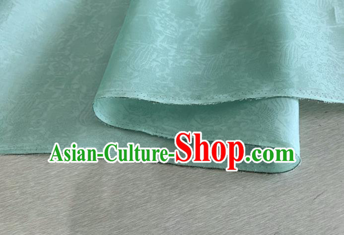 Asian Chinese Classical Phoenix Peony Pattern Design Lake Blue Organza Jacquard Fabric Traditional Cheongsam Silk Material
