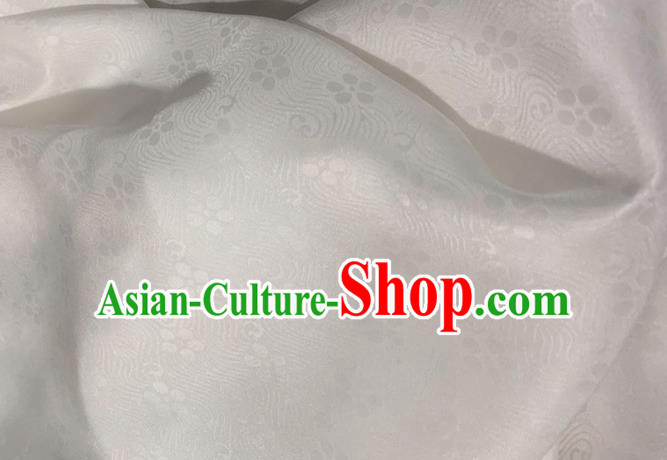 Asian Chinese Classical Plum Pattern Design White Jacquard Fabric Traditional Silk Material