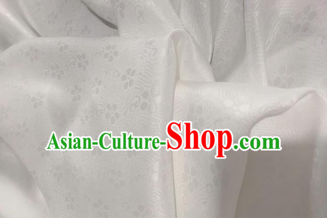 Asian Chinese Classical Plum Pattern Design White Jacquard Fabric Traditional Silk Material