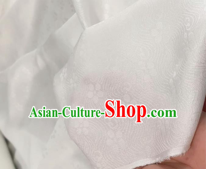Asian Chinese Classical Plum Pattern Design White Jacquard Fabric Traditional Silk Material