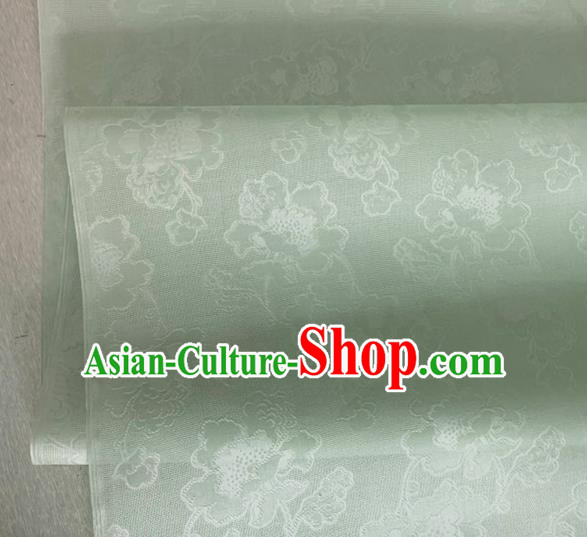 Asian Chinese Classical Peony Pattern Design Light Green Jacquard Fabric Traditional Cheongsam Silk Material