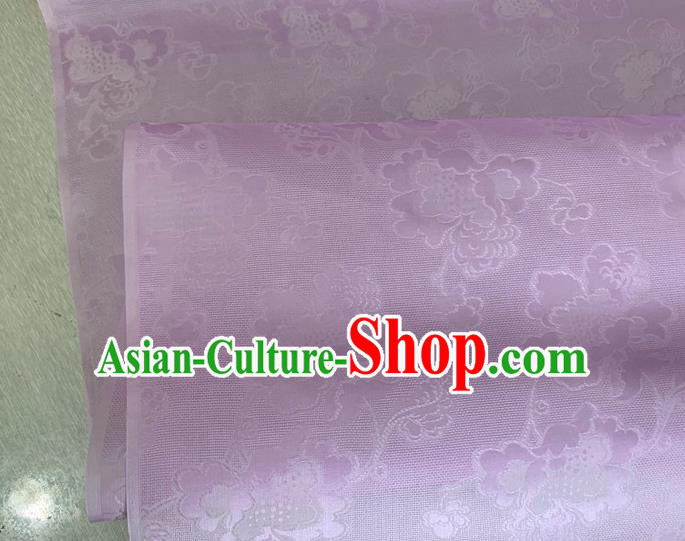Asian Chinese Classical Peony Pattern Design Light Purple Jacquard Fabric Traditional Cheongsam Silk Material