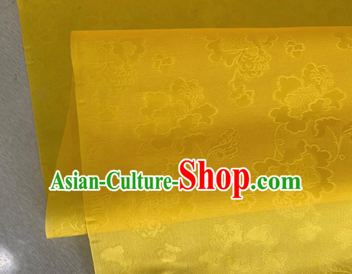 Asian Chinese Classical Peony Pattern Design Yellow Jacquard Fabric Traditional Cheongsam Silk Material