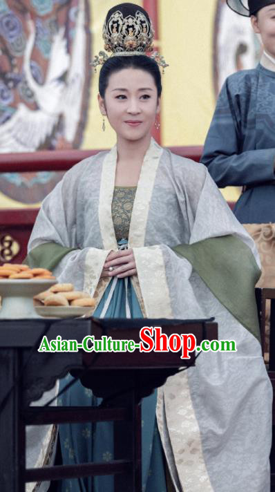 Traditional Chinese Ancient Song Dynasty Imperial Concubine Dress Drama Royal Nirvana Noble Consort Zhao Costumes and Headpiece for Women