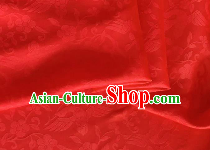 Asian Chinese Classical Birds Pattern Design Red Brocade Jacquard Fabric Traditional Cheongsam Silk Material