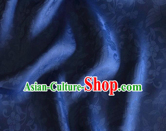 Asian Chinese Classical Birds Pattern Design Royalblue Brocade Jacquard Fabric Traditional Cheongsam Silk Material
