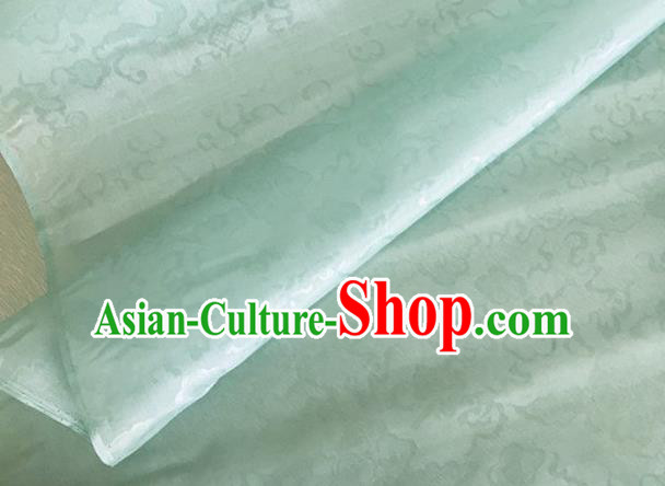 Asian Chinese Classical Auspicious Clouds Pattern Design Light Blue Brocade Jacquard Fabric Traditional Cheongsam Silk Material