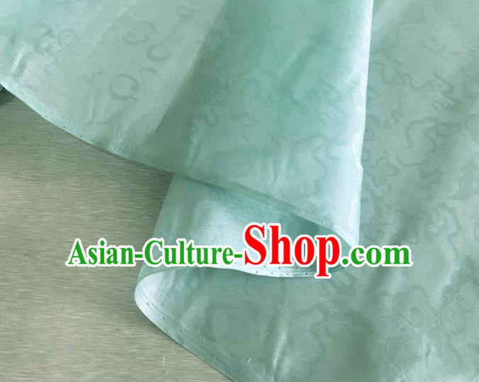 Asian Chinese Classical Auspicious Clouds Pattern Design Light Blue Brocade Jacquard Fabric Traditional Cheongsam Silk Material
