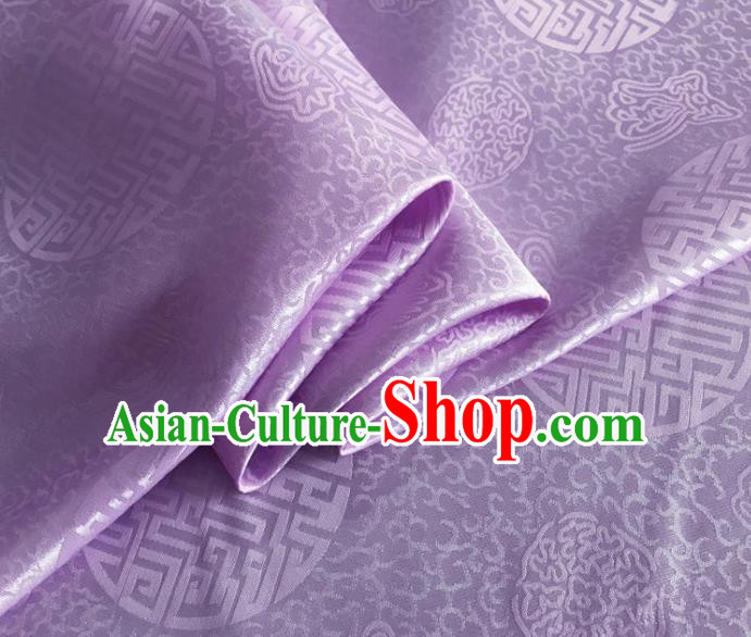 Asian Chinese Classical Longevity Pattern Design Lilac Brocade Jacquard Fabric Traditional Cheongsam Silk Material