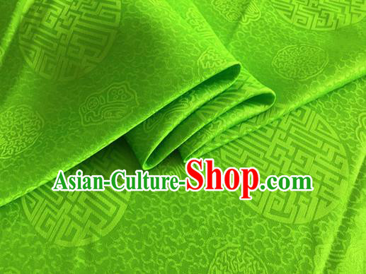 Asian Chinese Classical Longevity Pattern Design Green Brocade Jacquard Fabric Traditional Cheongsam Silk Material