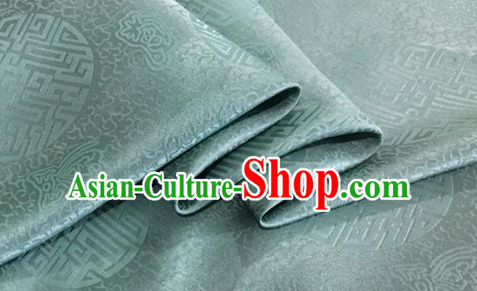 Asian Chinese Classical Longevity Pattern Design Sky Blue Brocade Jacquard Fabric Traditional Cheongsam Silk Material