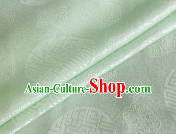 Asian Chinese Classical Longevity Pattern Design Peak Green Brocade Jacquard Fabric Traditional Cheongsam Silk Material
