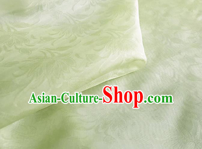 Asian Chinese Classical Lotus Pattern Design Light Green Brocade Jacquard Fabric Traditional Cheongsam Silk Material