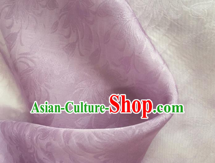 Asian Chinese Classical Lotus Pattern Design Lilac Brocade Jacquard Fabric Traditional Cheongsam Silk Material