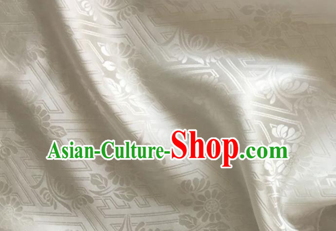 Asian Chinese Classical Daisy Pattern Design White Brocade Jacquard Fabric Traditional Cheongsam Silk Material