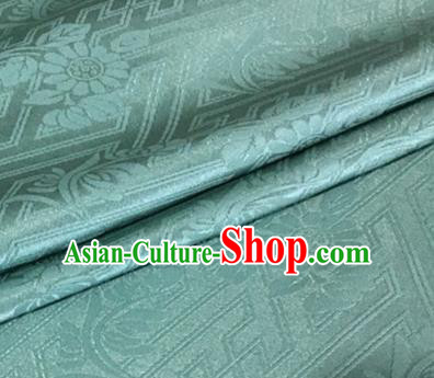 Asian Chinese Classical Daisy Pattern Design Light Green Brocade Jacquard Fabric Traditional Cheongsam Silk Material