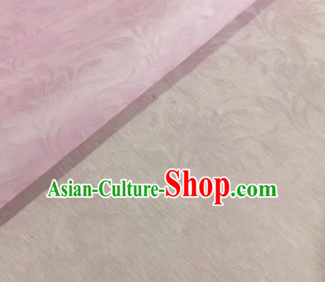 Asian Chinese Classical Lotus Pattern Design Pink Brocade Jacquard Fabric Traditional Cheongsam Silk Material