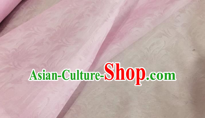 Asian Chinese Classical Lotus Pattern Design Pink Brocade Jacquard Fabric Traditional Cheongsam Silk Material