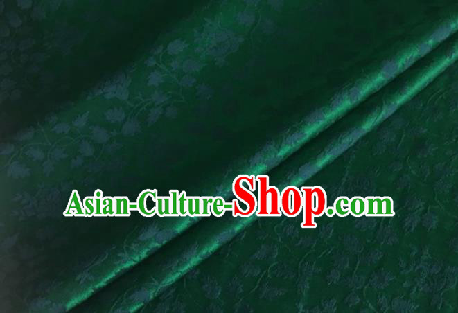 Asian Chinese Classical Jacquard Pattern Design Atrovirens Brocade Fabric Traditional Cheongsam Silk Material