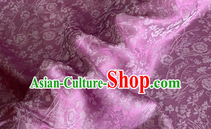 Asian Chinese Classical Jacquard Peony Pattern Design Purple Brocade Fabric Traditional Cheongsam Silk Material