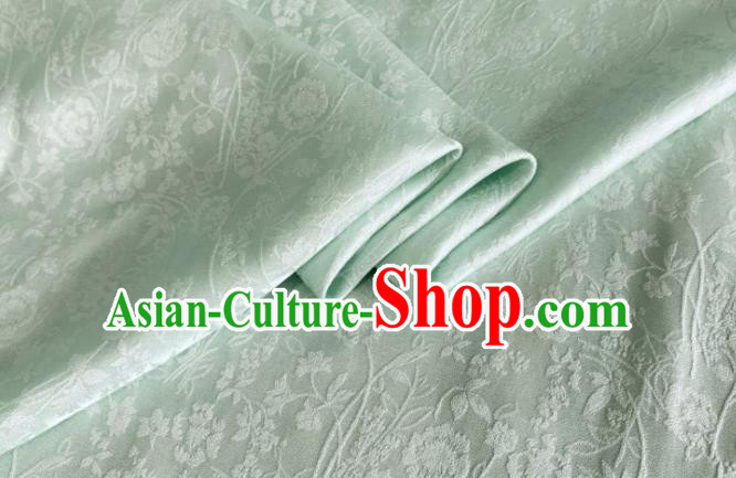 Asian Chinese Classical Jacquard Peony Pattern Design Light Green Brocade Fabric Traditional Cheongsam Silk Material