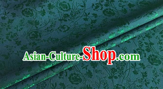 Asian Chinese Classical Jacquard Peony Pattern Design Atrovirens Brocade Fabric Traditional Cheongsam Silk Material
