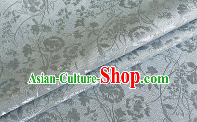 Asian Chinese Classical Jacquard Peony Pattern Design Light Grey Brocade Fabric Traditional Cheongsam Silk Material
