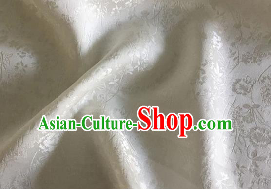 Asian Chinese Classical Jacquard Peony Pattern Design Beige Brocade Fabric Traditional Cheongsam Silk Material